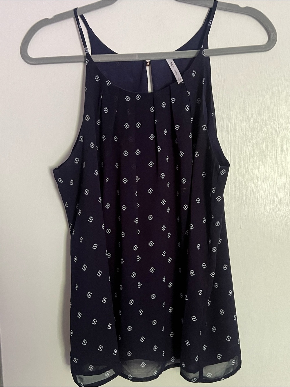 DNA couture Navy Sleeveless Printed Halter Tank
